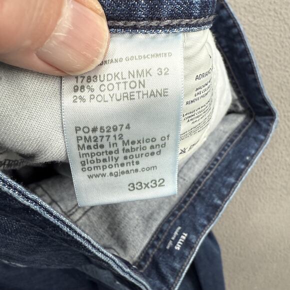 AG Adriano Goldschmied Jeans Mens 33x32 Blue Tellis Modern Slim Stretch Denim - Picture 6 of 8